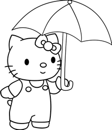 coloriage hello kitty sous le parapluie